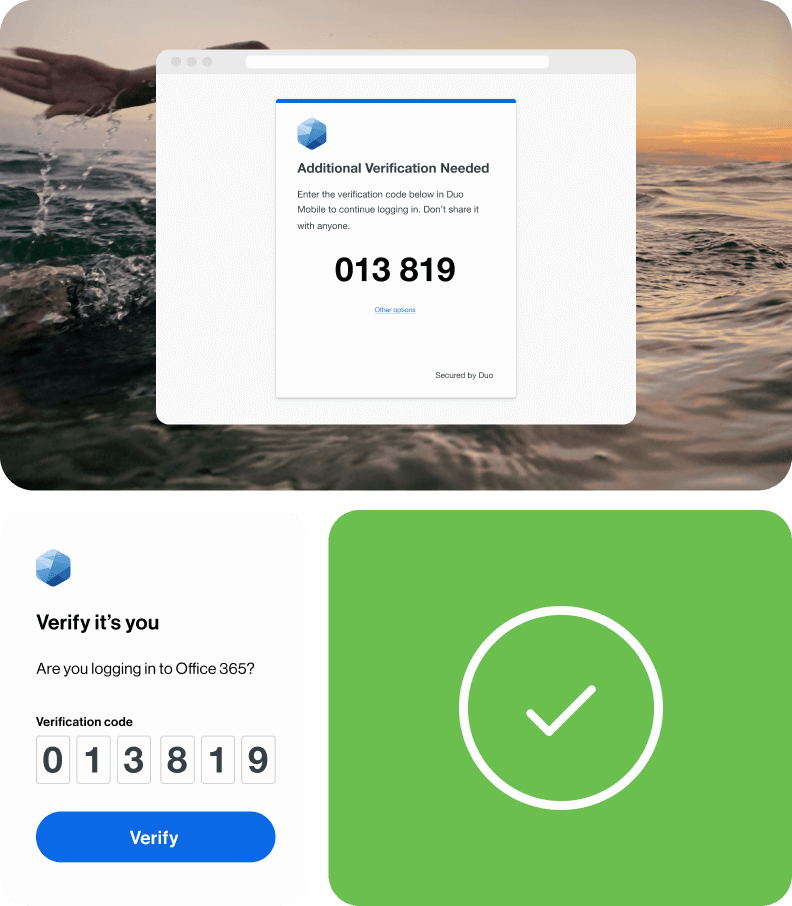 Image of Duo MFA verification screens.
