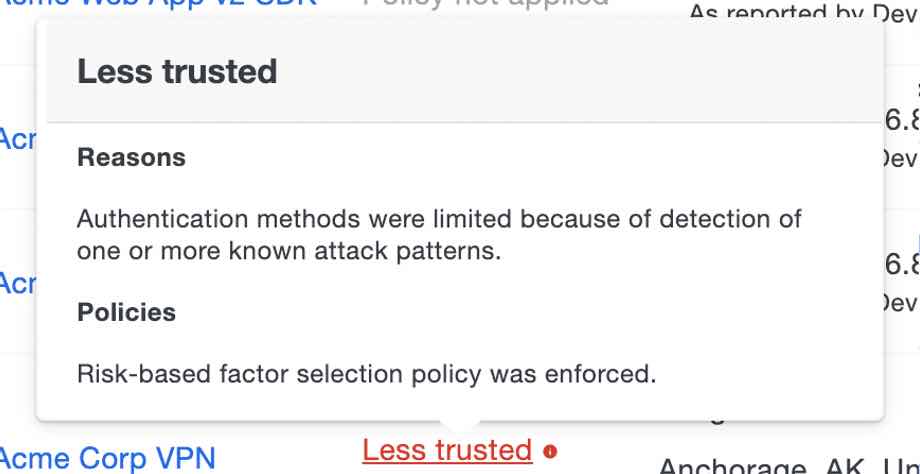 image of less trusted authentication reason