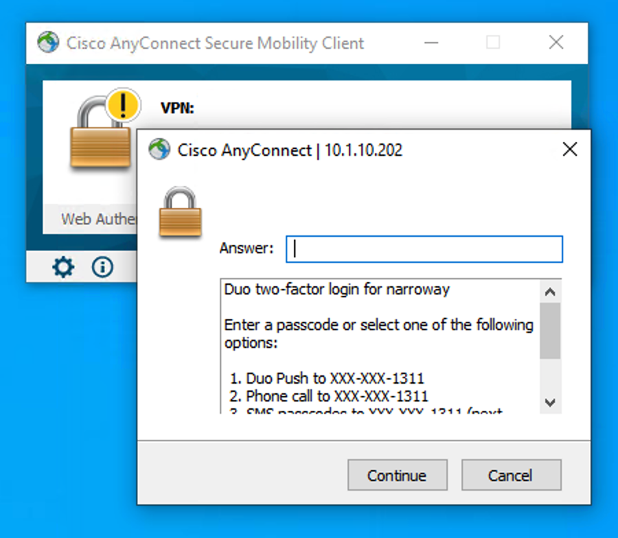 AnyConnect Client with Duo RADIUS Challenge