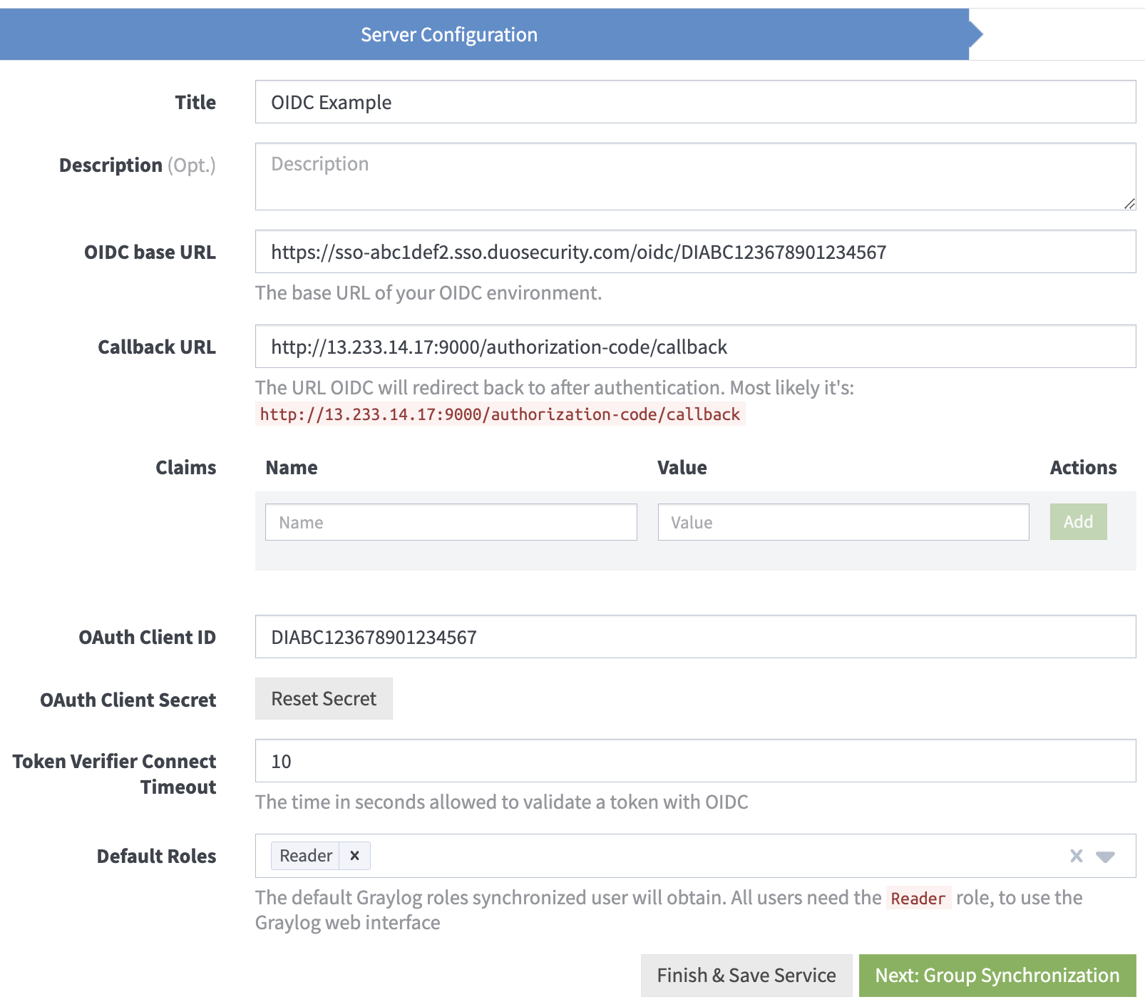 Graylog Server Configuration Section