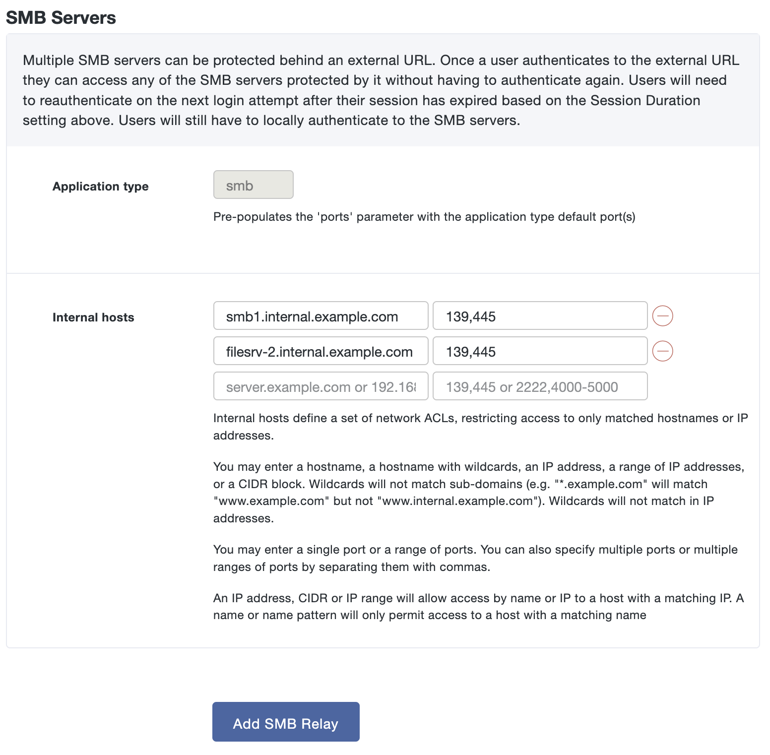 Configure Internal Settings for Duo Network Gateway SMB Application