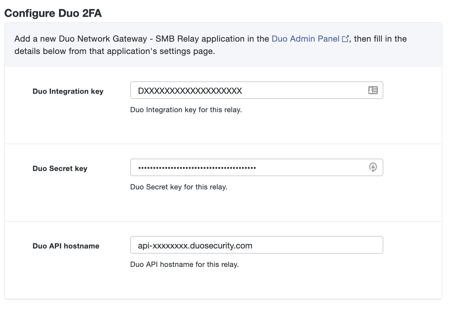 Configure Duo Network Gateway SMB Application with Duo Keys