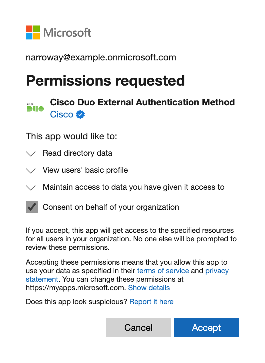 Grant Entra ID Permissions to the Duo Application