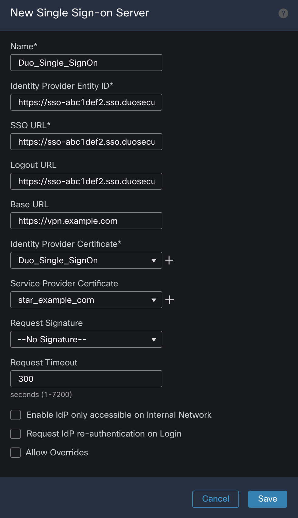 Cisco Firepower SSO Identity Provider Setup