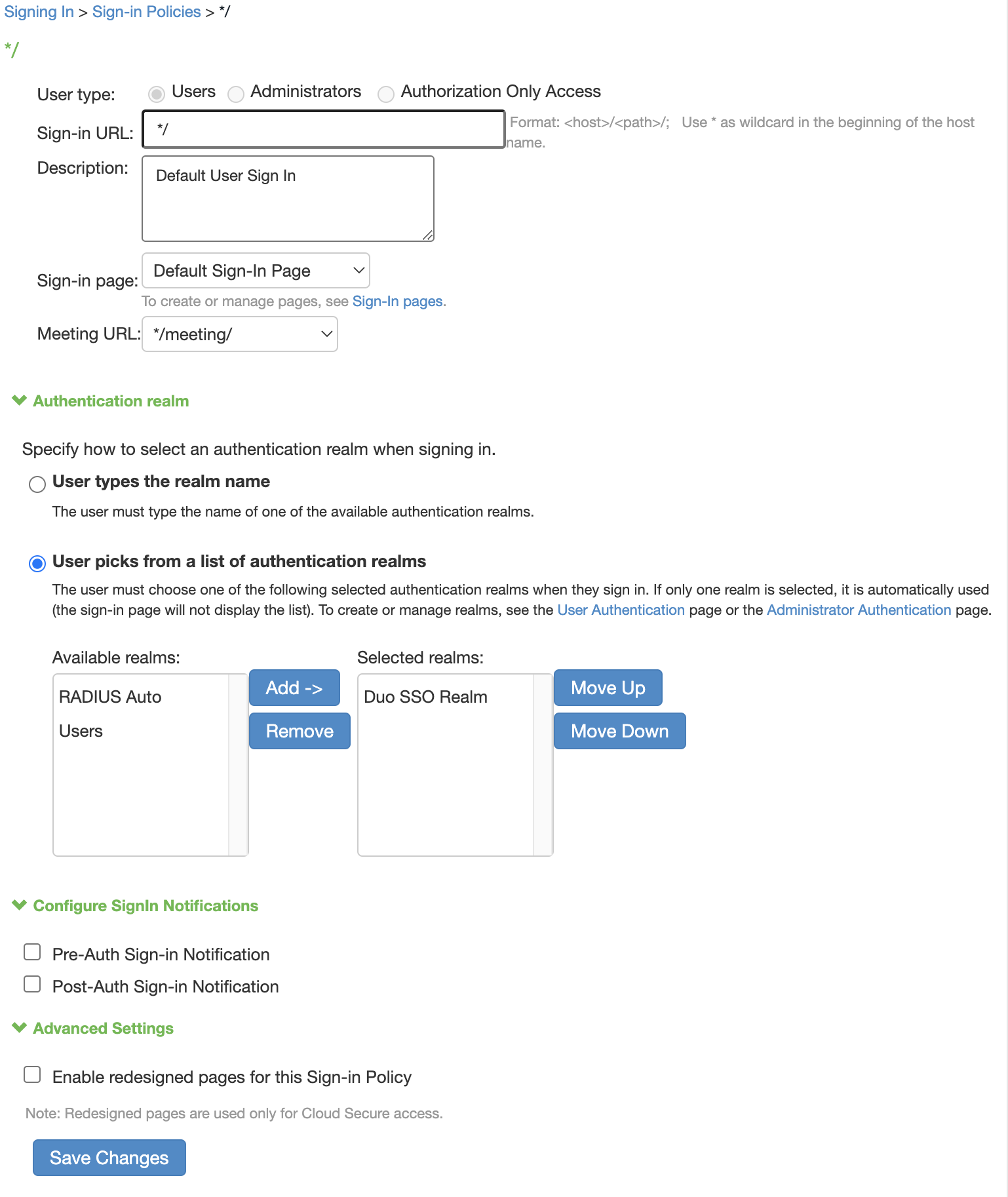 Ivanti Connect Secure Sign-In Policies