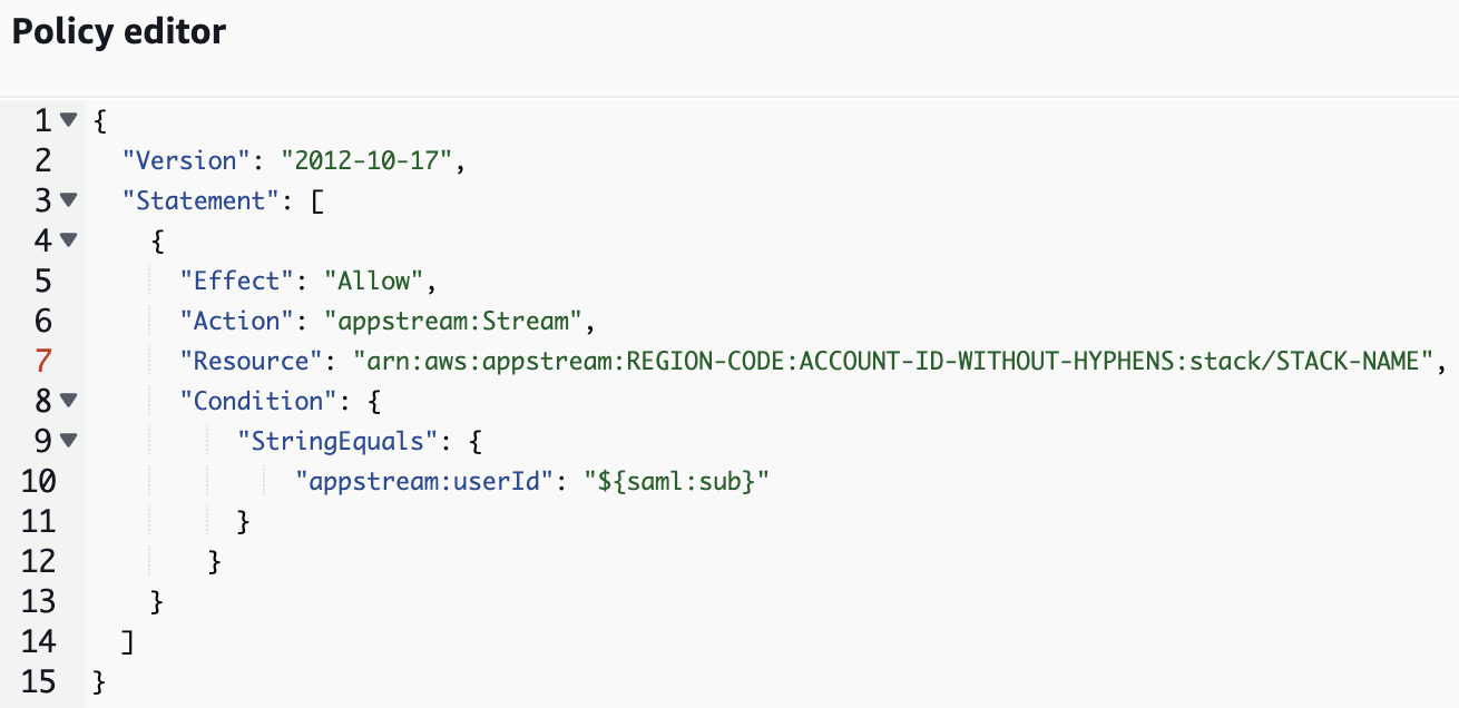 Amazon AppStream 2.0 Policy Editor