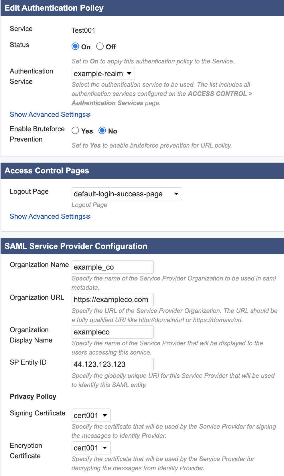 Barracuda Web Application Firewall Edit Authentication Policy Pop-up Window