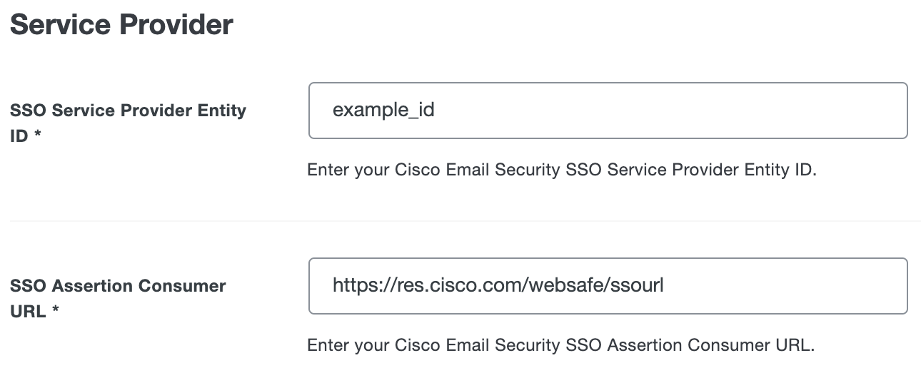 Duo Cisco Secure Email Service Provider Fields