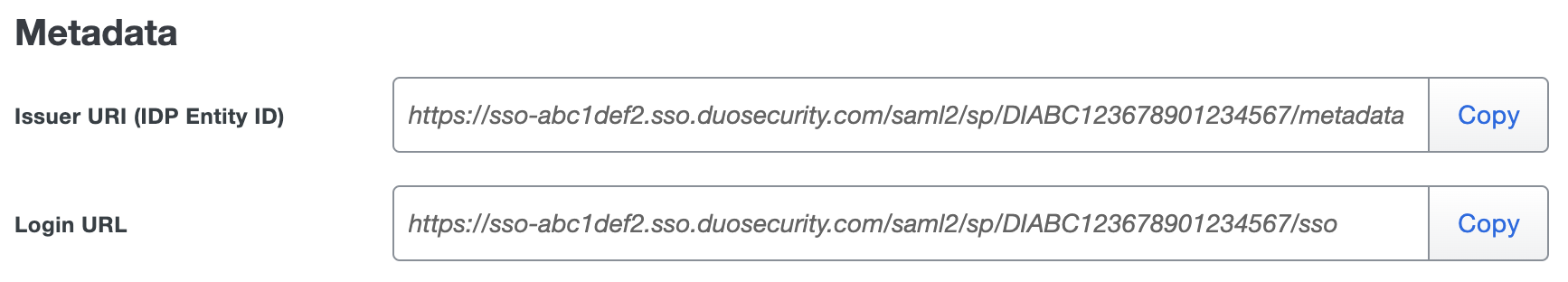 Duo ClickUp Metadata URLs