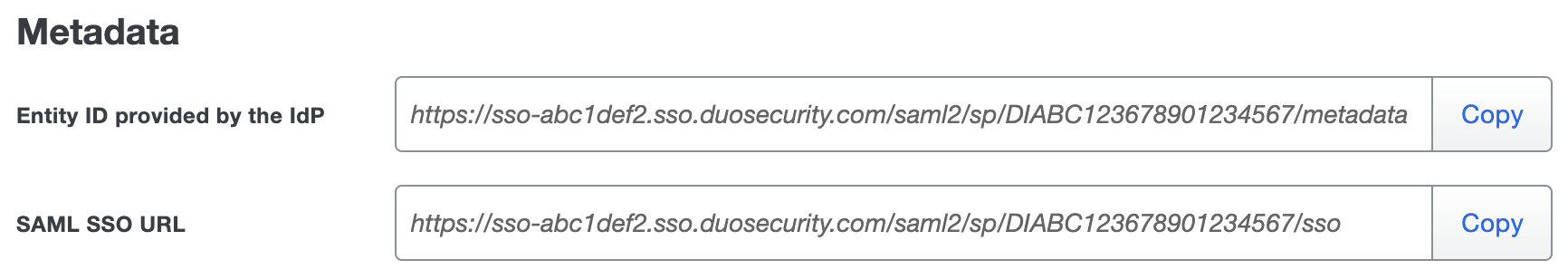 Duo Freshworks Metadata URL Fields