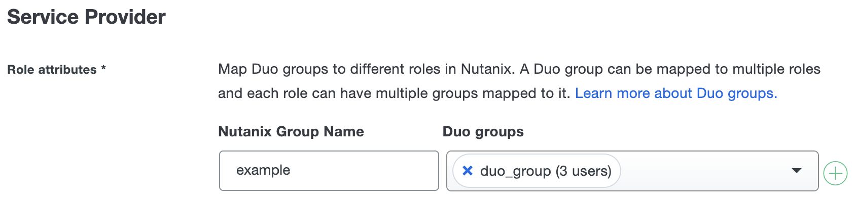 Duo Nutanix Role Attributes Fields