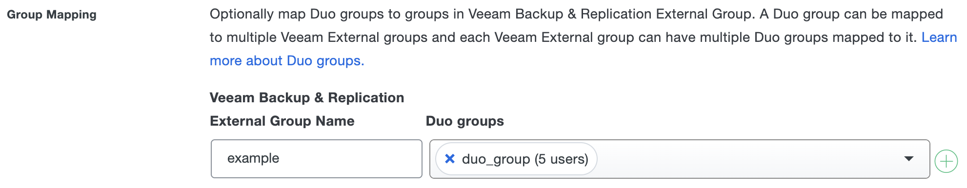 Duo Veeam Backup Enterprise Manager Group Mapping Fields