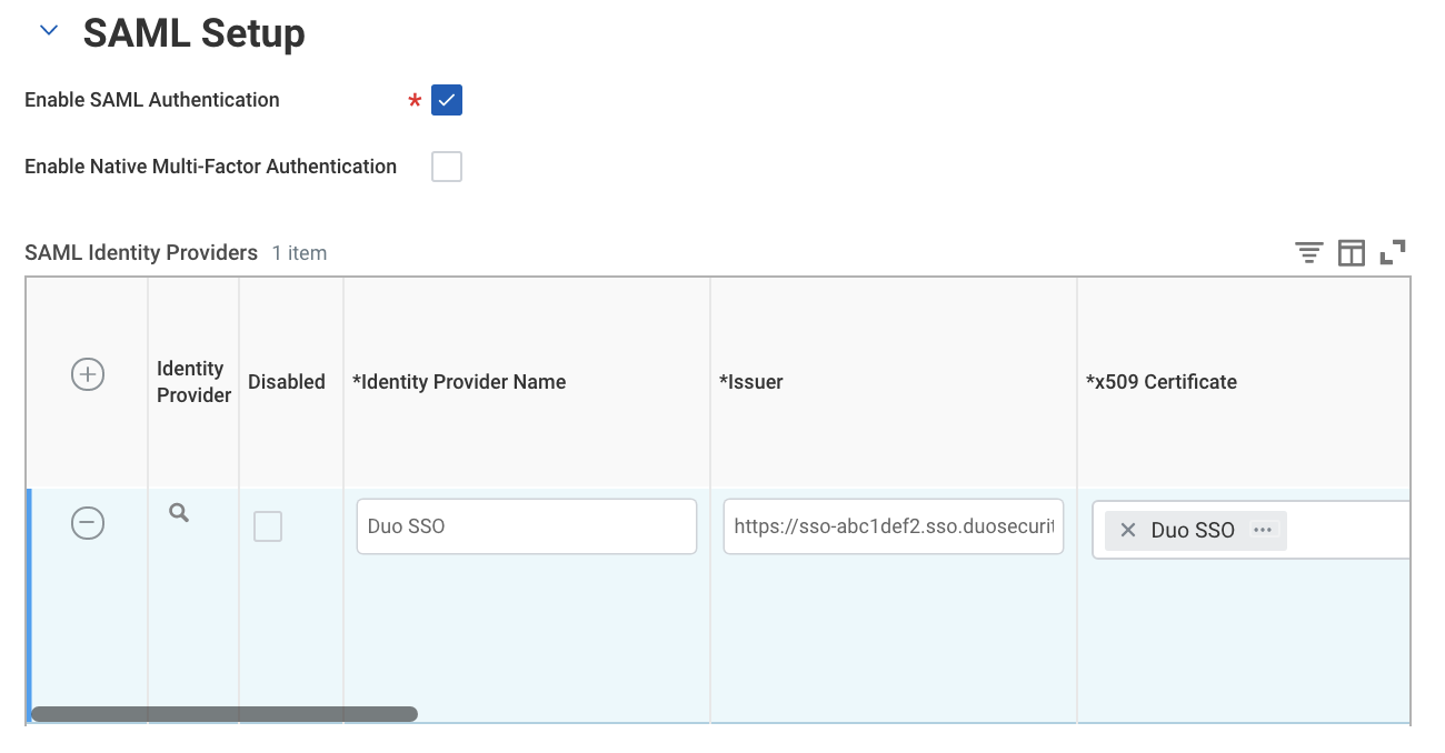 Additional Workday Single Sign-On Setting Edit