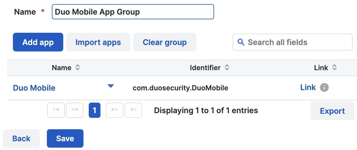 Duo Mobile in Sophos Mobile App Group